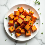 Air Fryer Sweet Potato Cubes food photography