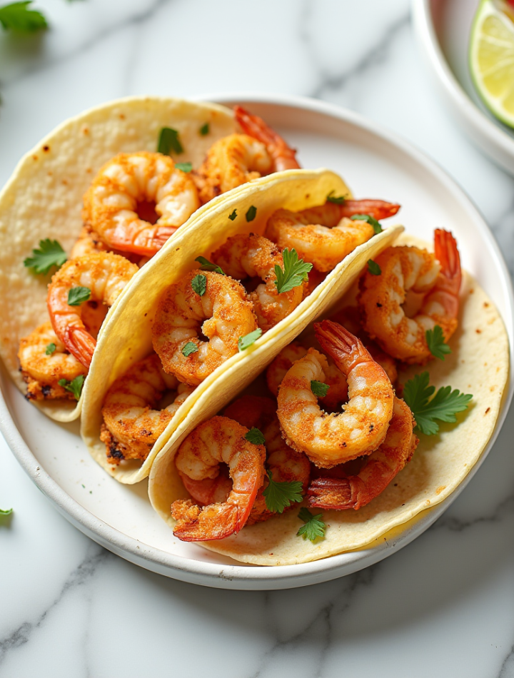 Air Fryer Shrimp Tacos food photography